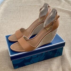 Seychelles Thyme Tan Espadrille 3.5” Wedge Sandals with Ankle Strap size 11